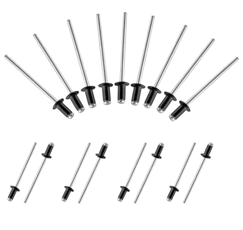 1/8" x 1/4" Aluminum Blind Rivets Assortment, Black Pop Rivets Metal Boat Rivet Tool Marine Rivets for Kayak - 100 Pcs 1/8" x 1/4"