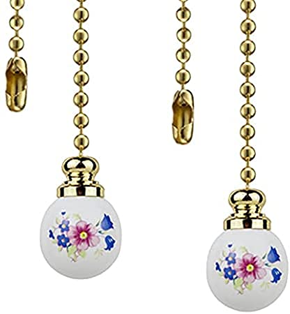 Luo Qiufa Ceiling Fan Pull Chain, 12 Inches Handle Ceramic Zipper Extension Chandelier Ceiling Fan Zipper 2pcs