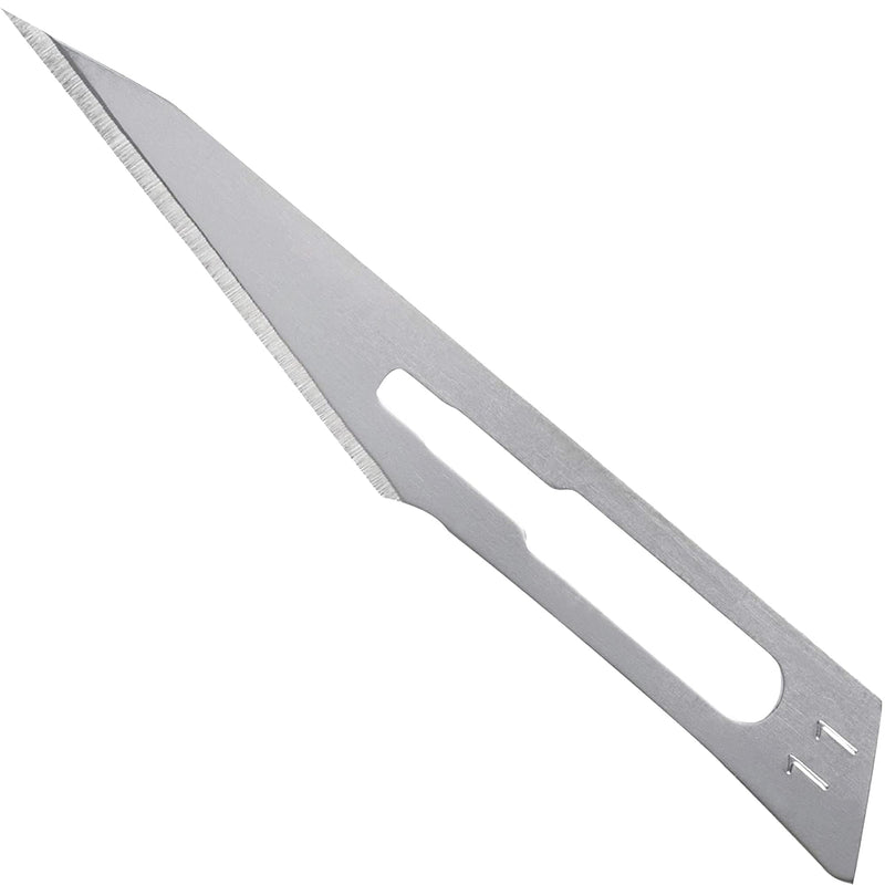 Scalpel Blades Sterile High Carbon Steel Dermablade, # 11 Surgical Blades for Dermaplaning, Individually Wrapped Box of 100 Pcs + # 3 Scalpel Handle