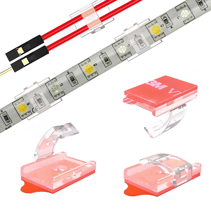 LED Strip Light Self-Adhesive Mounting Brackets and Clips,LED Strip Light Holder,Cable Wires Organizer Clips for Vehicle,Cabinet,Under-Counter, Indoor,Outdoor (Clear 100PACK With 100Screws) For 10mm IP65 Strip Light