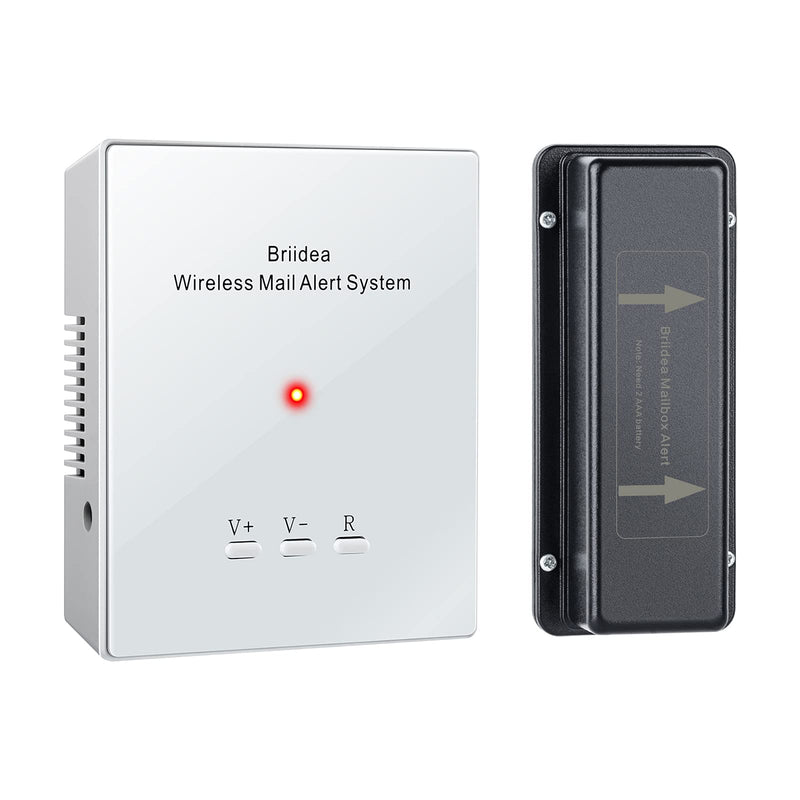 Mailbox Alarm, Briidea 500ft Wireless Mailbox Alert with LED Light Flashing and Sound Reminders 01