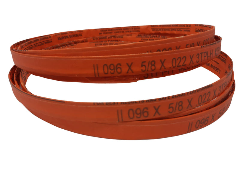 96 x 5/8 x 3TPI - 2 Pack or 4 Pack - Bone in Meat Cutting Bandsaw Blades Cozzini Cutlery Imports - Fits All American -199, Toledo - 5200, 5201 (96inch - 2 Pack) Orange 96" - 2 Pack
