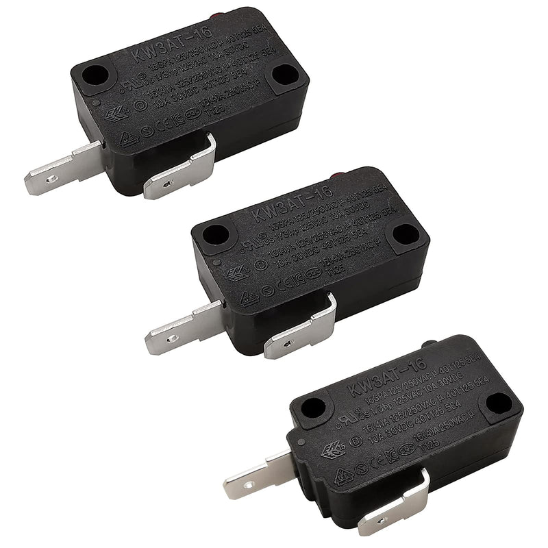 Microwave Oven Door Switch Replacement Part, 16A 125VAC, KW3AT-16 (Downward Compatible with KW3A-16), 2X Normally Open + 1x Normally Closed