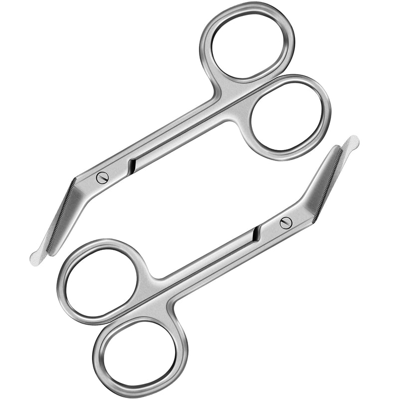 Zhehao 2 Pieces Ostomy Scissors Bandage Scissors Nursing Scissors Stainless Steel Scissors for Doctors, Nurses, Veterinary Home Nursing, 4.3 x 2.1 Inch, Curved (Silver) Silver