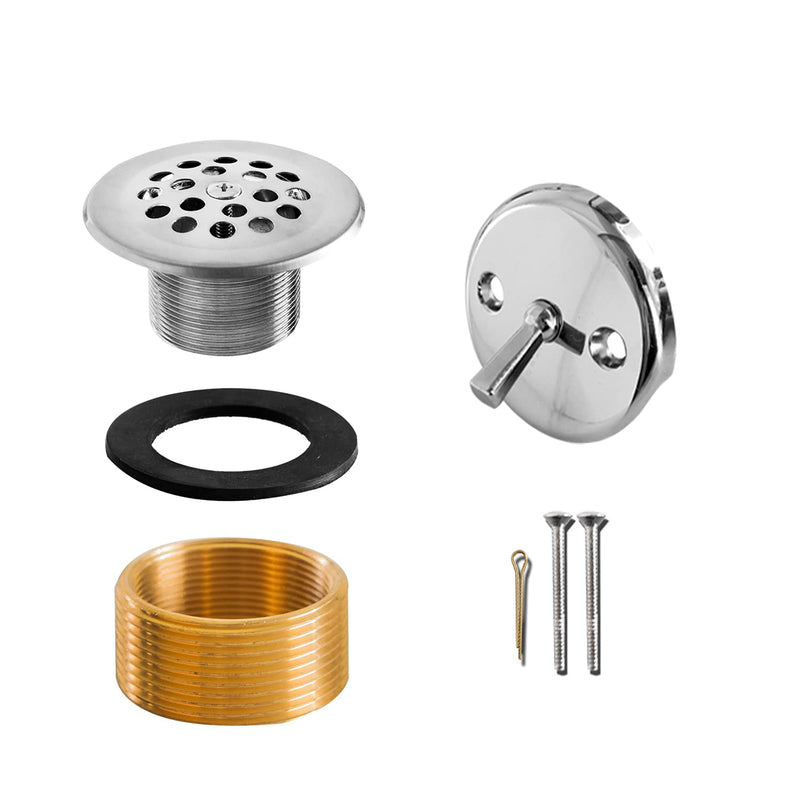 SENTO Chrome Trip Lever Bathtub Drain Assembly Stopper Kit, Fit Both 1-1/2 Inch or 1-5/8 Inch Strainer and Stopper, Heavy Duty Metal with Matching Screws, Easy Installation, Polished Chrome