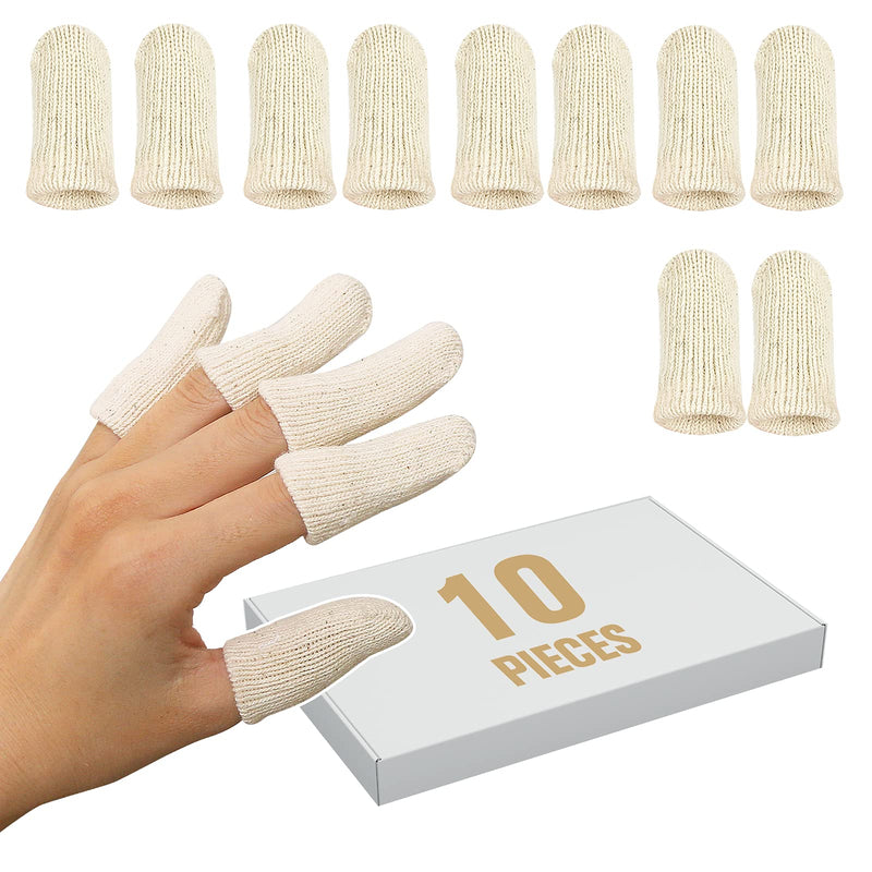 MIG4U 10 Pcs Cotton Finger Cots, Reusable Finger Protectors for Cuts Wounds, Arthritis, Eczema, Bruises, Calluses, Cracking Thumbs Healing, Fingernail Caps/Stall/Cushion/Cover (Not 10 Pairs) S/M