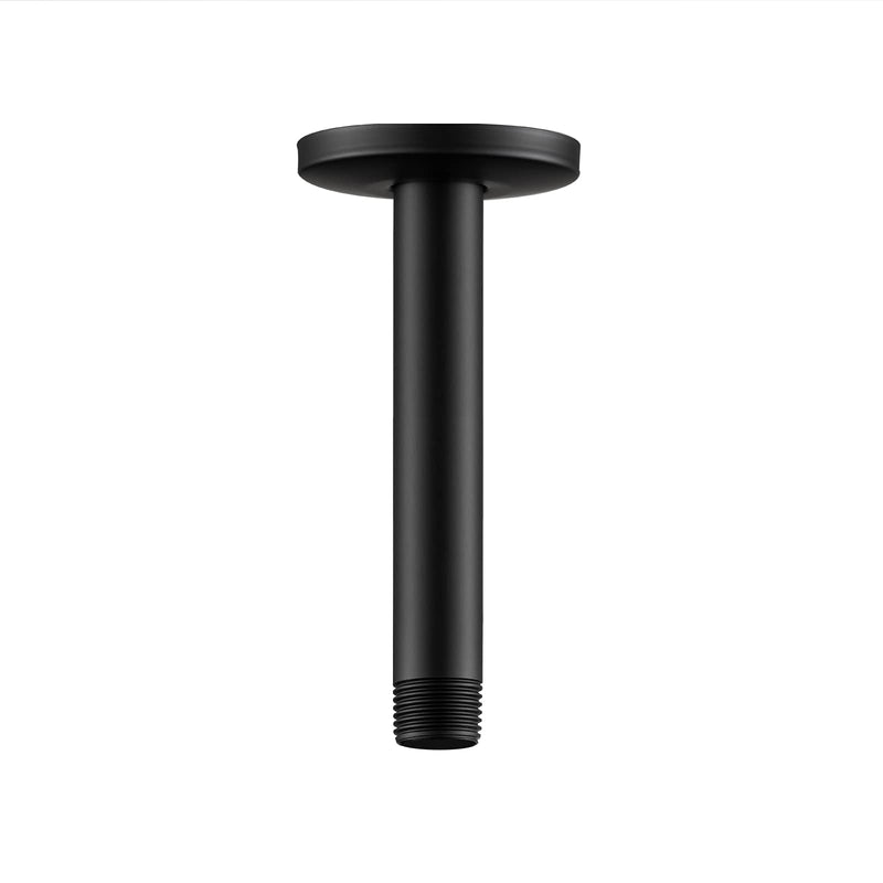 OFFO Shower Arm with Flange, 6 Inches Ceiling Mount Replacement Rain Shower Head Straight Arm Ceiling-Mounted For Fixed Shower Head & High Pressure Rain, Matte Black 6 Inch