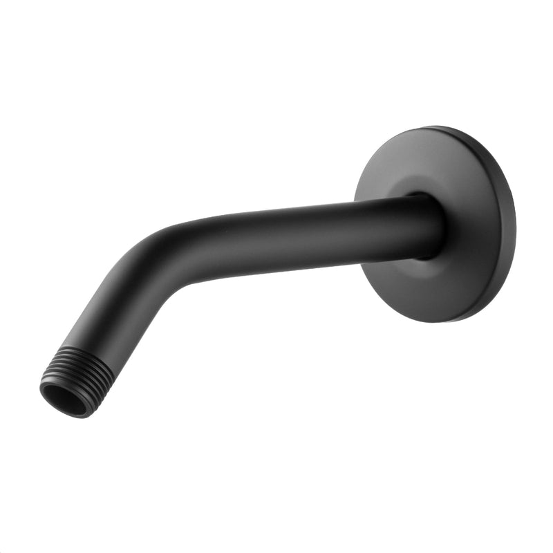 OFFO Shower Arm with Flange, 6 Inches Wall Mount Replacement Angle Shower Head Arm Wall-Mounted For Fixed Shower Head & Handheld Showerhead, Matte Black 6 Inch
