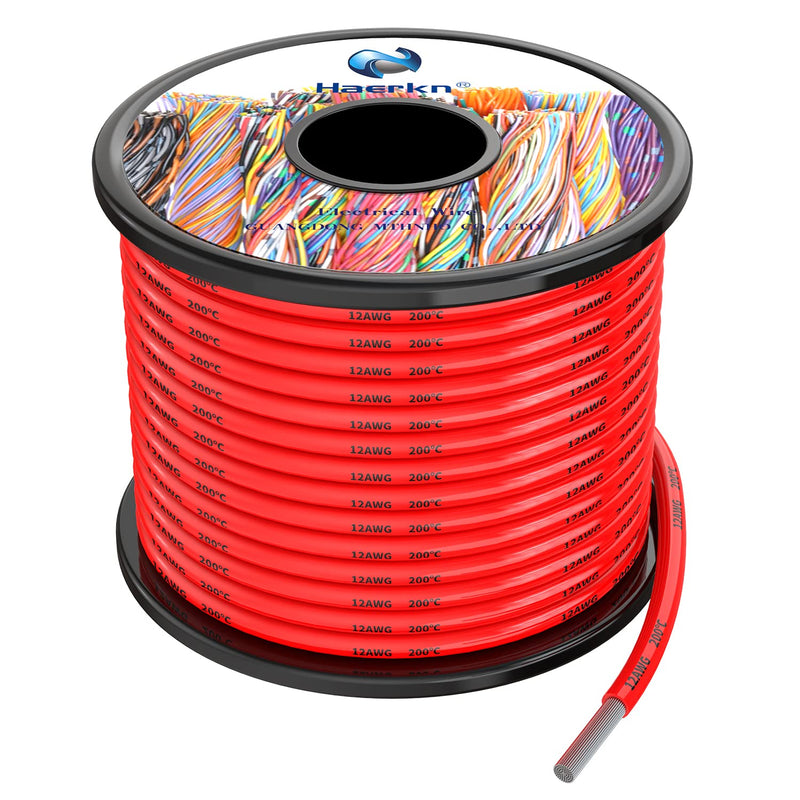 12awg Silicone Electrical Wire Cable 30ft Red 12 Gauge Hookup Wires kit Stranded Tinned Copper Wire Flexible and Soft High Temperature Resistance 12awg 30FT
