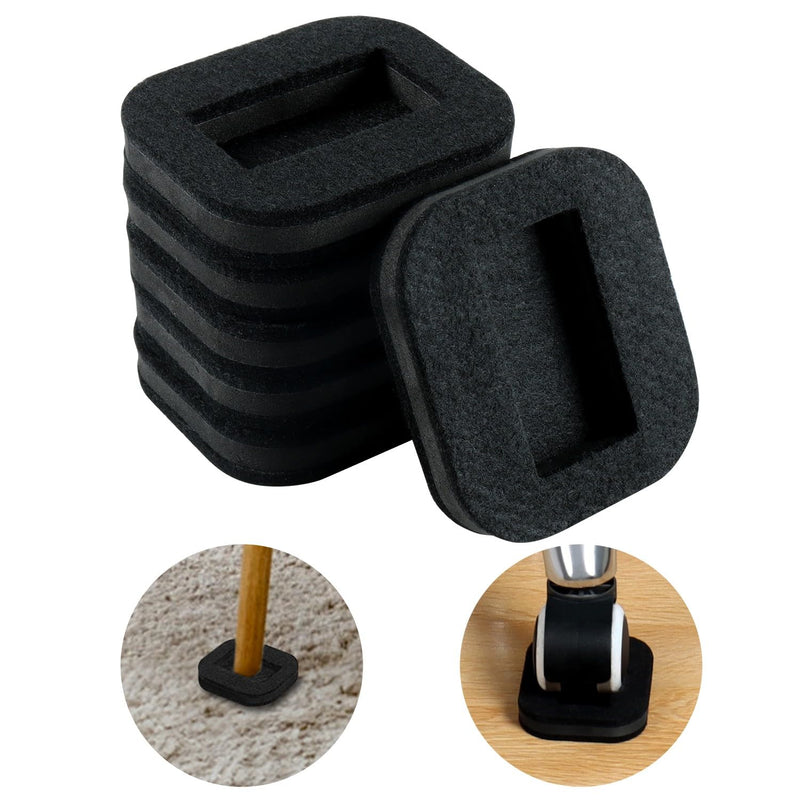 16 PCS Felt Furniture Coasters Caster Cups, Bed Office Chair Furniture Wheel Stoppers to Prevent Sliding, Felt Bottom Furniture Pads for Hardwood Floors, Prevent Scratches (Black, L: 2.1" * W:1.3") Black - S S: L:2.1" * W:1.3"