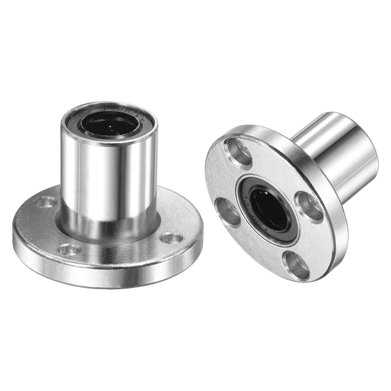 uxcell LMF12UU Linear Ball Bearings 12mm Bore 21mm OD 30mm Length Round Flange Nickel Plated for CNC Machine 3D Printer 2pcs