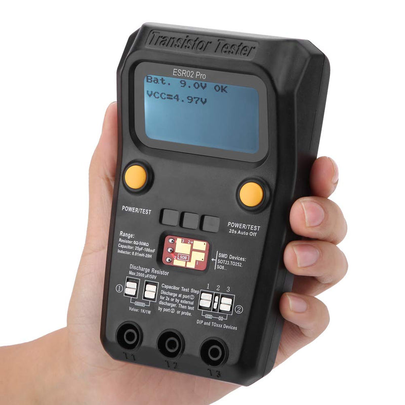 Transistor Tester, ESR02 Pro Digital Transistor Capacitor Tester SMD Chip Component Inductance Meter LCR Meter LCR Tester Electronic Component Tester, Digital Transistor Tester