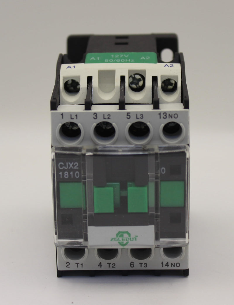 AC Contactor, CJX2-18A*110~127V AC, Screw Clamp Terminals, DIN Rail Installation, 3 Pole+Auxiliary 1NO, Motor Control 127V 18A