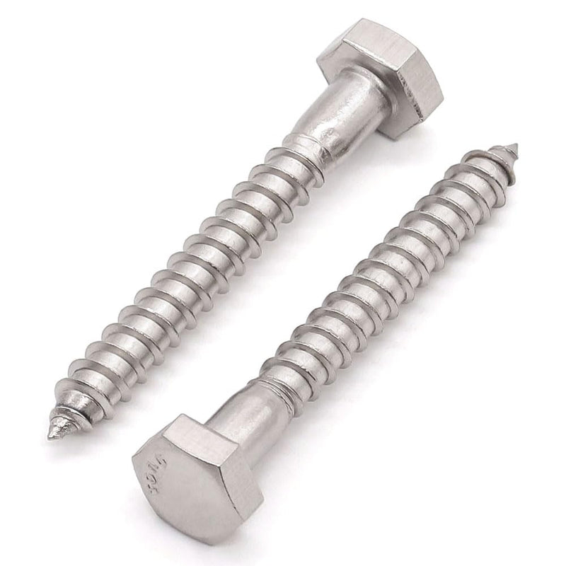 Glvaner (20 pcs) 1/4" x 3" Stainless Steel Hex Head Lag Bolts, Hexagonal Head Lag Screws, 304 Stainless Steel 18-8, Secure Hold for Wood 1/4 x 3" 20