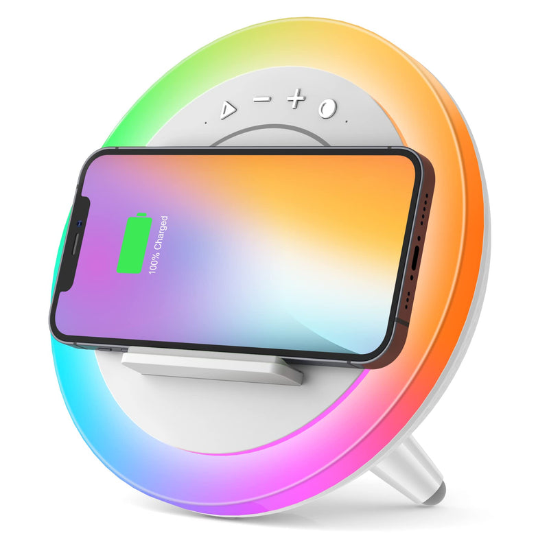 Bluetooth Speaker with Lights, Wireless Charging Speaker, Best Birthday Gift Ideas Teenage,Applicable for Bedroom/Teen Girl Gifts/Please use The Original Adapter(5W Wireless Charging) 5W wireless charging