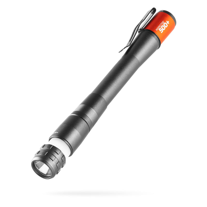 NEBO Inspector 500+ Flex Pen Light | 500 Lumens, 8 Light Modes, Rechargeable LED Flashlight & 360 Degree Area Lighting, Magnetic Base, IPX7 Waterproof, Pocket Size for EDC, Includes USB Charging Cable Gray - 500 Lumens