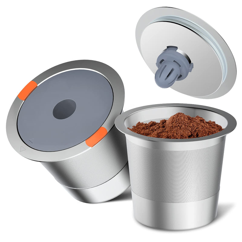 Noalto Reusable K Cups and Coffee Pods,Universal stainless steel k Cups for Keurig 2.0 and 1.0 Coffee Makers machine(2pack) 2 PACK