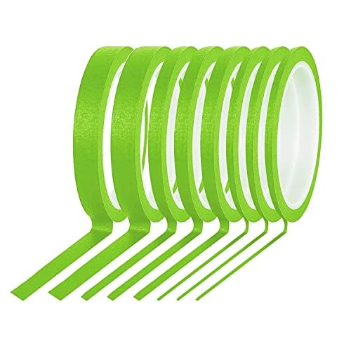 8Rolls Thin Painters Tape Total 176yards 1/8, 1/4, 1/2 inch Width Painter Tape Paint Tape masking Tape Pinstriping Tape, DIY Art TapeSmart Selection, 3" Large Core Easy to Work for Big Projects Green 1/8"x3+1/4"x3+1/2"x2 x 8rolls