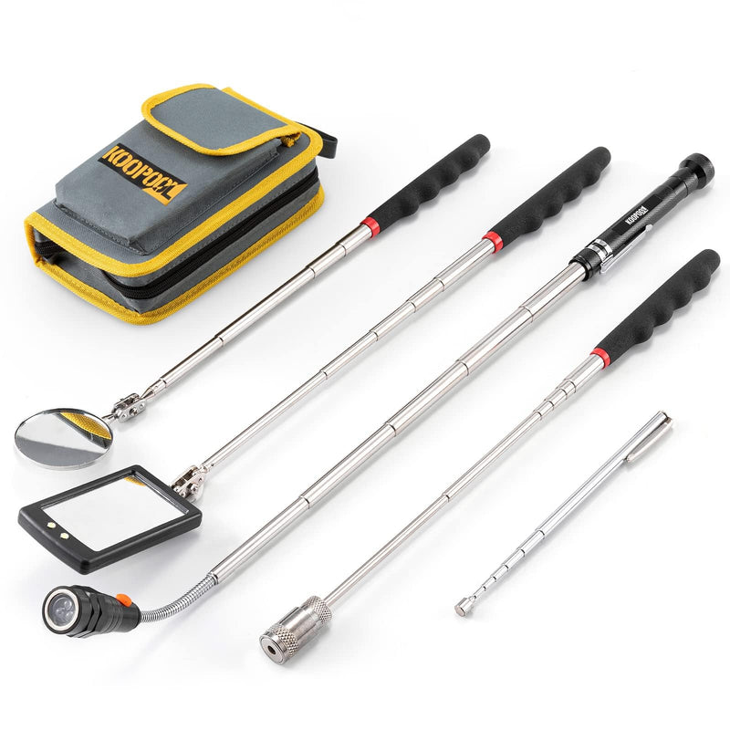 Telescoping Magnetic Pickup Tool Set-Extendable Magnet Flashlight with Inspection Mirror, Birthday Gifts for Men or Women, Boyfriend, Him, Husband, Father, Handyman, Mechanic Yellow