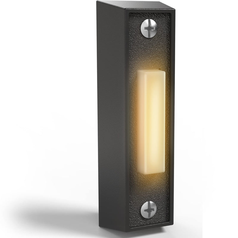 Newhouse Hardware LED Lighted Sturdy Plastic Door Chime Push Button BT4BL Black | Classic Rectangular Lighted Door Bell Button | Replacement Wired Doorbell Button for Most Door Bell Chimes