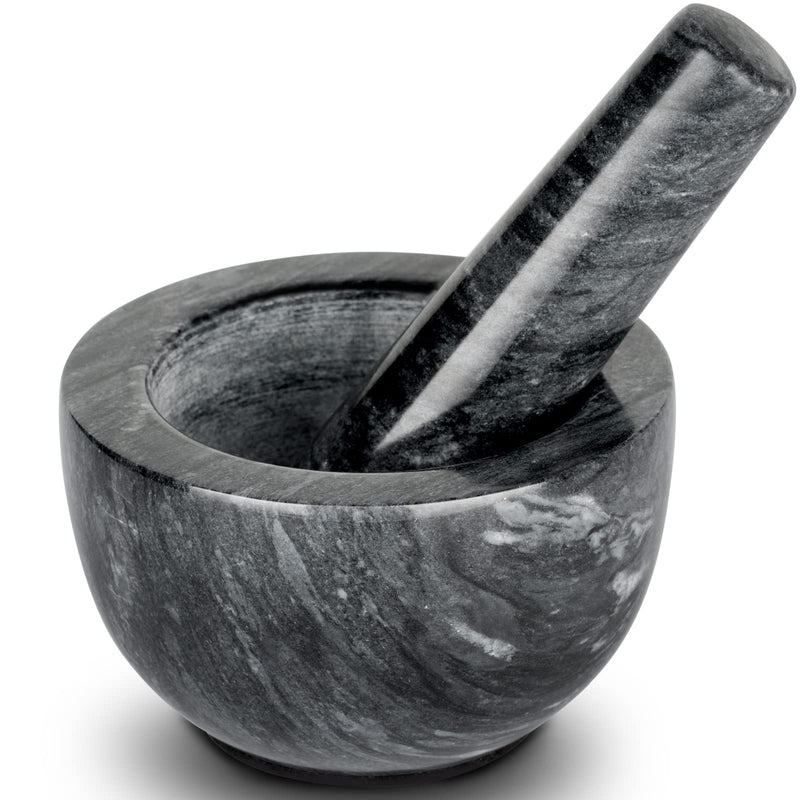 Tera Mortar and Pestle Set Natural Marble Grinder Spice Herb Grinder Pill Crusher Black 3.9in CY0271
