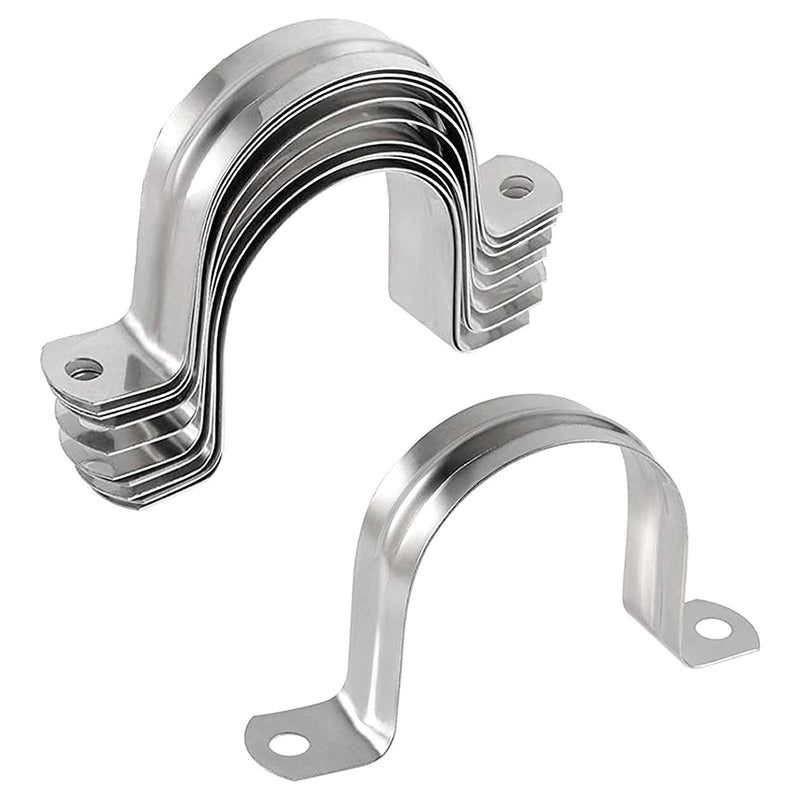 10 Pcs 4inch Rigid Pipe Strap,Two Hole Stainless Steel Strap U Bracket, Widened Tube Strap Tension Clip Assortment Kit Heavy Duty Pipe Clamp for Pipe Fixing（110mm） 4inch(10 Pcs)