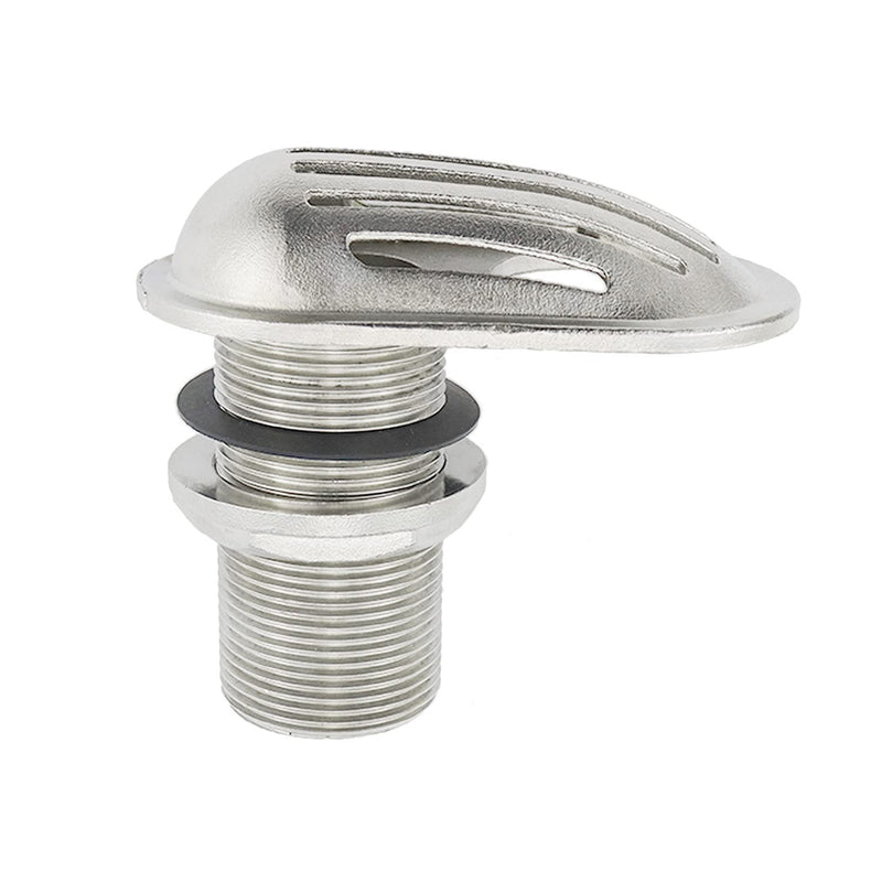 NRC&XRC Marine Grade Stainless Steel 316 Boat Intake Strainer Threaded Thru-Hull Inlet Filter Scoop with Rubber Washer Gaskets I.D. 1.25IN