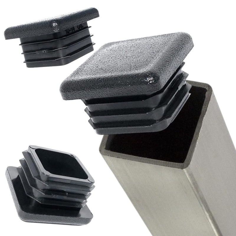 Premium Grade 1 Inch (10-14 Gauge) Extra Durable Polyethylene Square Tubing End Caps (50 PK) Plastic Plugs/End Caps/Plastic Plugs for Square Tubing/Black Plastic Square Plugs/Cap Plug 50 10/14 USA