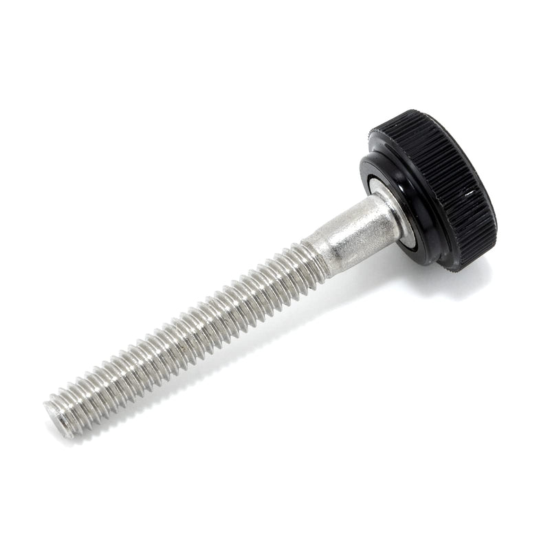 #8-32 x 1-1/4" Thumb Screw Stainless Steel - Black Knurled Round Plastic Knob - Standard/Coarse Thread Thumbscrew - Length: 1.250" - Proudly Built in USA - Package of (25) 25