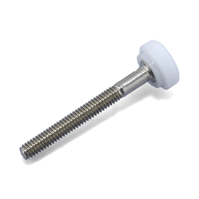 #8-32 x 1-1/2" Thumb Screw Stainless Steel - White Knurled Round Plastic Knob - Standard/Coarse Thread Thumbscrew - Length: 1.500" - Proudly Built in USA - Package of (25) 25