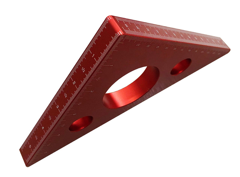 Apple&Orange Aluminium Alloy Woodworking Triangle Ruler Inch Metric Measuring Tools 45 Degree Carpentry Squares Precision Woodworking Tools (Large) Large