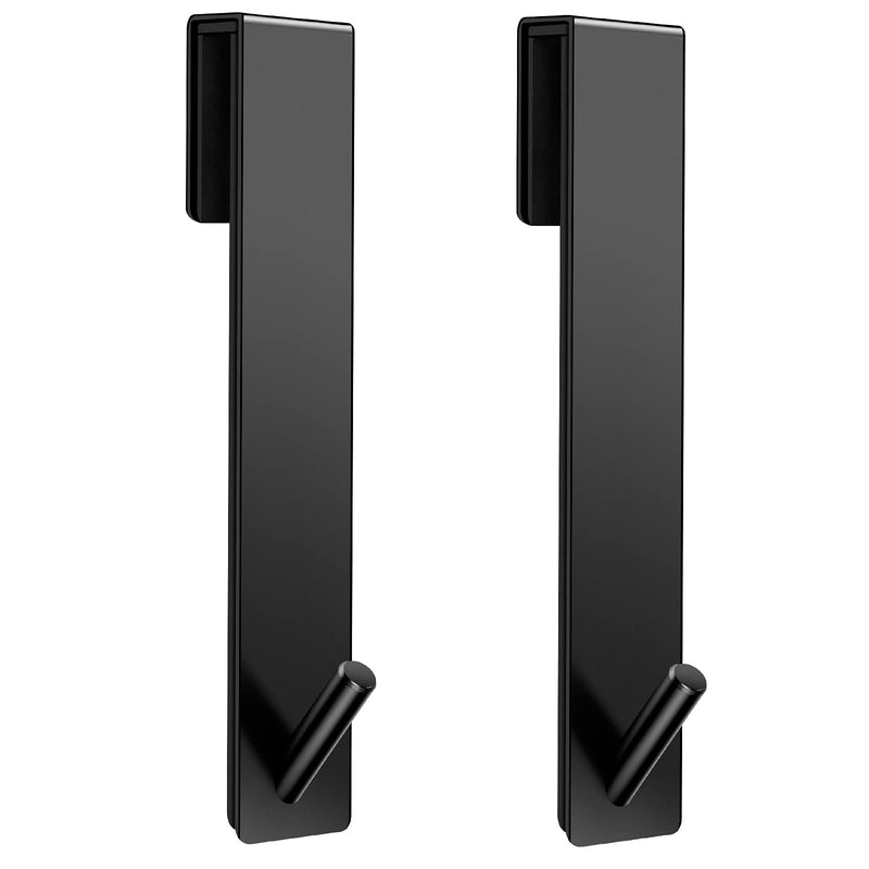 Shower Door Hooks(7.5 Inch),Extended Over Door Hooks for Bathroom Frameless Glass Shower Door,Stainless Steel Towel Hooks,Heavy Duty Rack Hooks for Robe,Towel-2 Pack-Black Black 7.5IN-2 Pack
