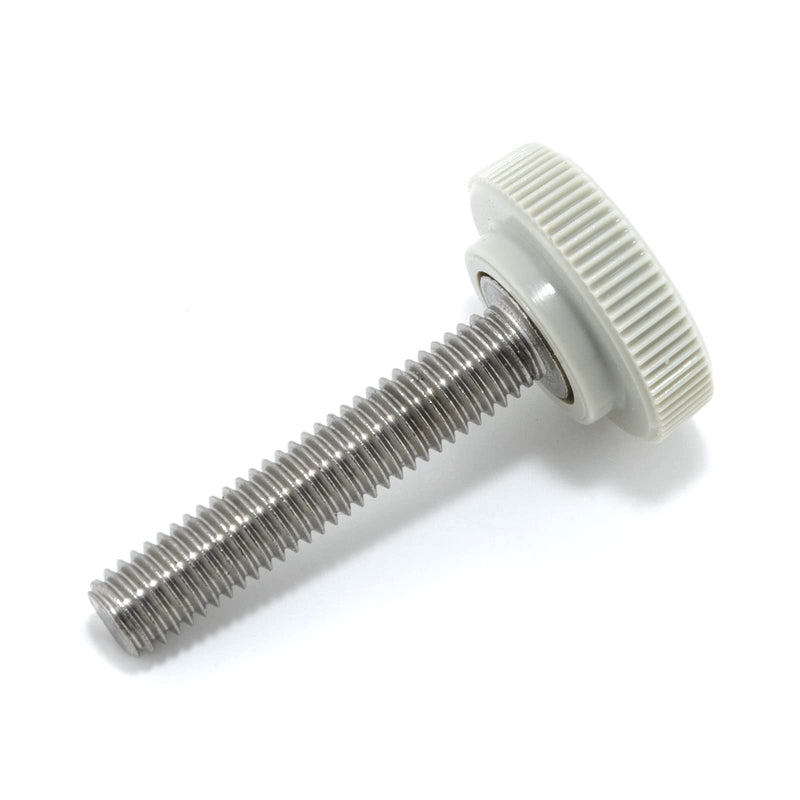 #10-32 x 1 Thumb Screw Stainless Steel - Gray Knurled Round Plastic Knob - Fine Thread Thumbscrew - Length: 1.000" - Proudly Built in USA - Package of (25) 25