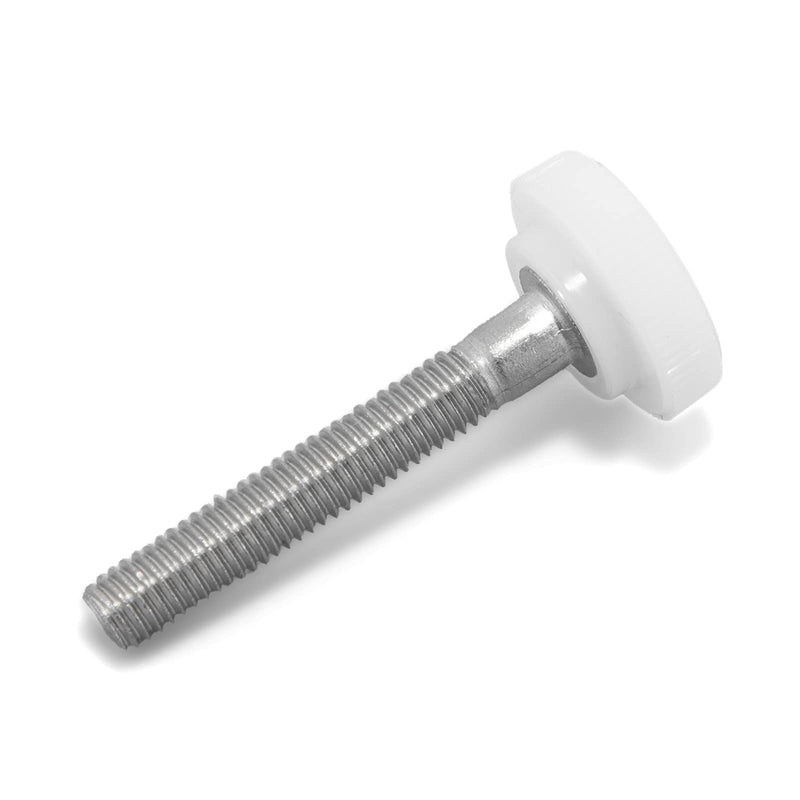 #10-32 x 1-1/4" Thumb Screw Stainless Steel - White Knurled Round Plastic Knob - Fine Thread ThumbScrew - Length: 1.250" - Proudly Built in USA - Package of (25) 25