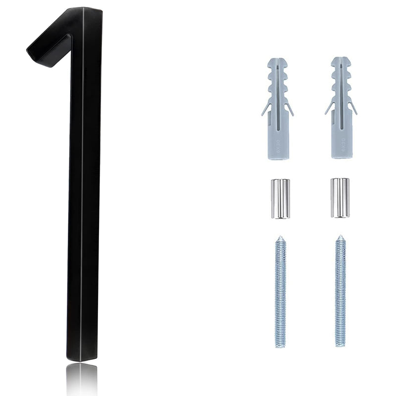 Black House Numbers - 5 Inch Modern Floating Address Numbers For Houses Rust Proof Zinc Alloy Easy To Install High Gloss Black Number 1 5 Inch Black 5 Inch Number 1