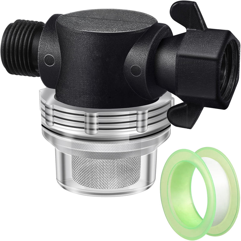 Water Pump Strainer Filter, Compatible with Shurflo Swivel Nut 255-315, 1/2 Inch Fitting with 50 Mesh Stainless Steel Screen and 6.6 FT Tape