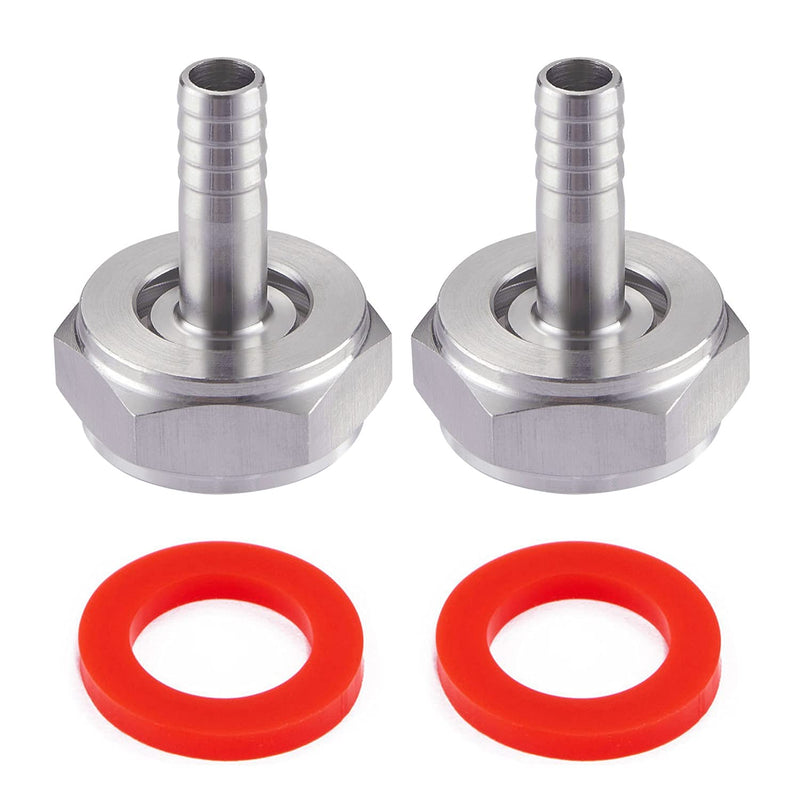 2PCS Keg Coupler Barb Connector,Stainless Steel 304 Beer Kegerator Sankey Couplers,Hex Nut 5/8"G Thread x 1/4" Barb Beer Line Tailpiece Nipple Fitting with Sealing Gasket Washer 1/4"Barb 2PCS
