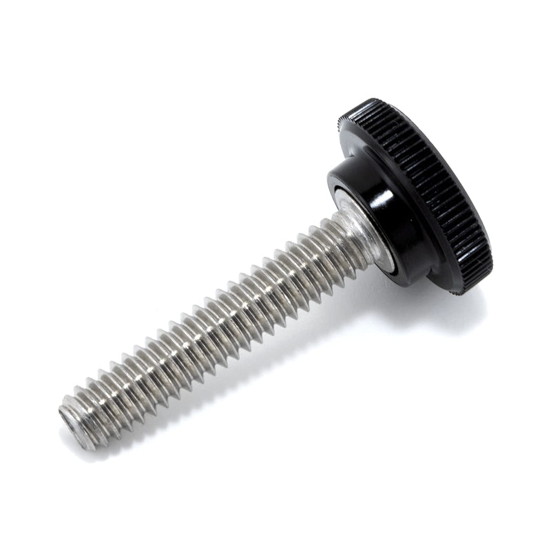 1/4"-20 x 1-1/4" Thumb Screw Stainless Steel - Black Knurled Round Plastic Knob - Standard/Coarse Thread Thumbscrew - Length: 1.250" - Proudly Built in USA - Package of (4) 4