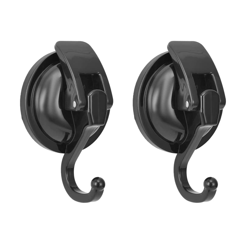 Heavy Duty Vacuum Wreath Cup Hook, Easy to Install and Remove, No Hole Punched,Black- Plated Plished Super Suction for Kitchen，Bathroom and Restroom,2Pack Black, 2Pack