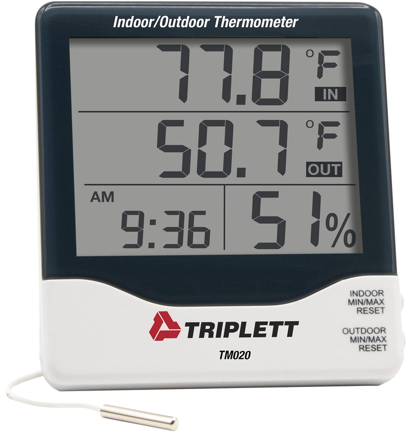 Triplett TM020 Indoor/Outdoor Thermometer with Simultaneous Display - Temperature, Humidity Standard