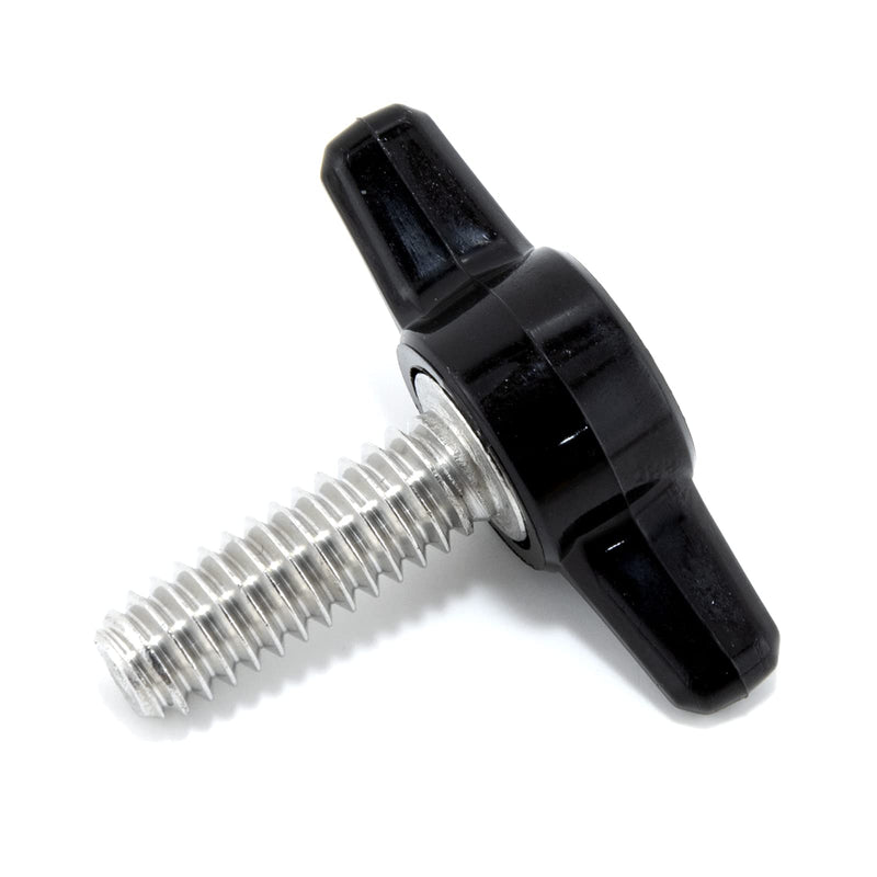 1/4"-20 x 3/4" Thumb Screw Stainless Steel - Black Tee Wing Plastic Knob - Standard/Coarse Thread Thumbscrew - Length: 0.750" - Proudly Built in USA - Package of (4) 4