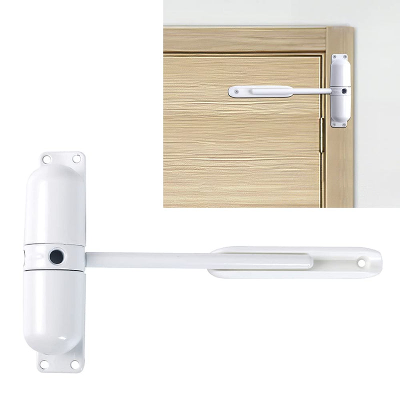 Automatic Door Closer, Safety Spring Door Closers - Easy to Install to Convert Hinged Doors to Self-Closing – Diecast Construction-White White