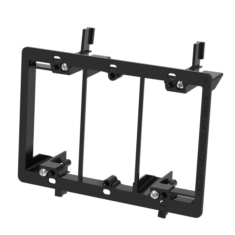 TNP Low Voltage Mounting Bracket, 3-Gang Mounting for Wall Plate, Horizontal/Vertical - Black 3Gang