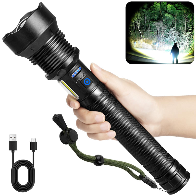 Cinlinso Rechargeable LED Flashlights High Lumens, 99,000 Lumens Super Bright Flash Light with 7 Modes, Powerful Handheld Waterproof Flashlights for Home Emergencies, IPX6 Waterproof 1
