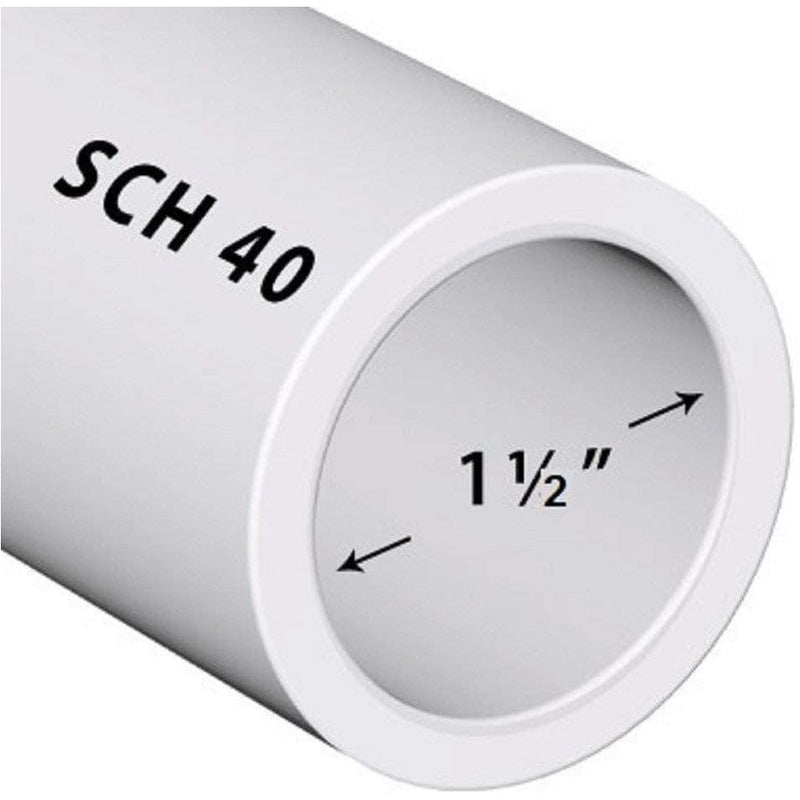 VENTRAL PVC Pipe Sch40 1-1/2 Inch (1.5) White Custom Length 1FT Feet