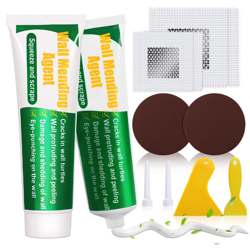 Drywall Repair Kit, 2 Pcs Spackle Wall Repair Patch Kit with Scraper, Wall Mending Agent Large Hole Drywall Patch, Easy to Fill Holes in Home Wall and Quick Repair Crack, Plaster Wall Repair 2 Pack