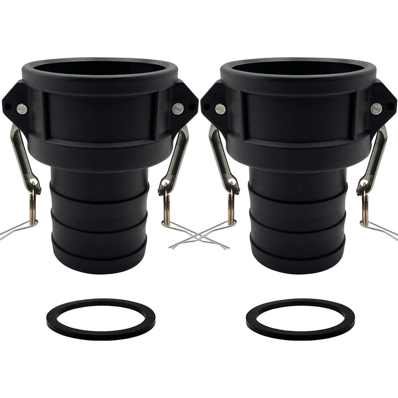 2PCS Camlock Fittings Poly C-150 1-1/2" Type C Standard Couplings Cam lock Fittings Polypropylene Cam Groove Fitting Female Camlock with a Hose Shank (1.5 inch, Type C) 1.5 Inch