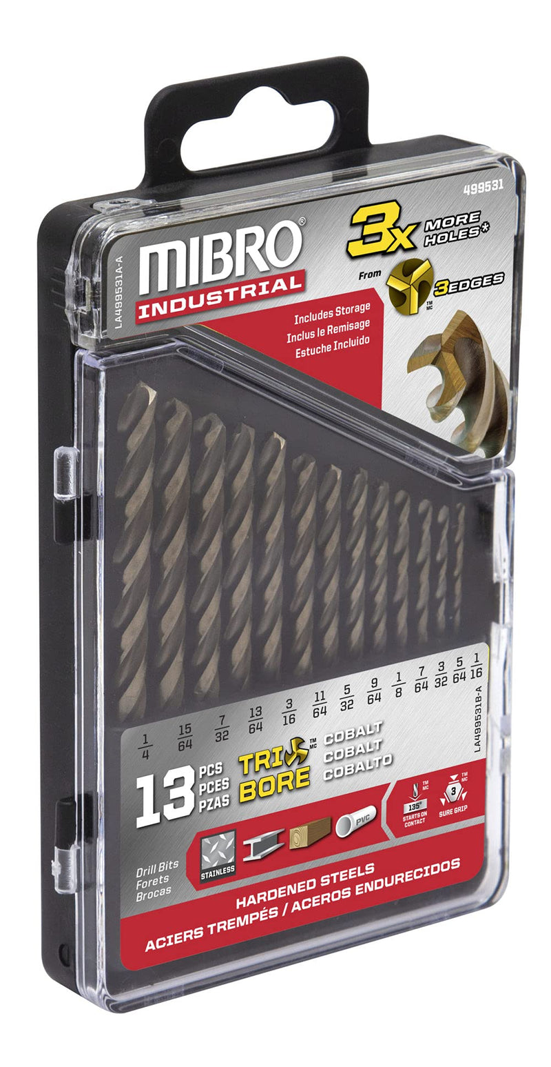 Mibro | 13 Piece Cobalt Tri-Bore Drill Bit Set