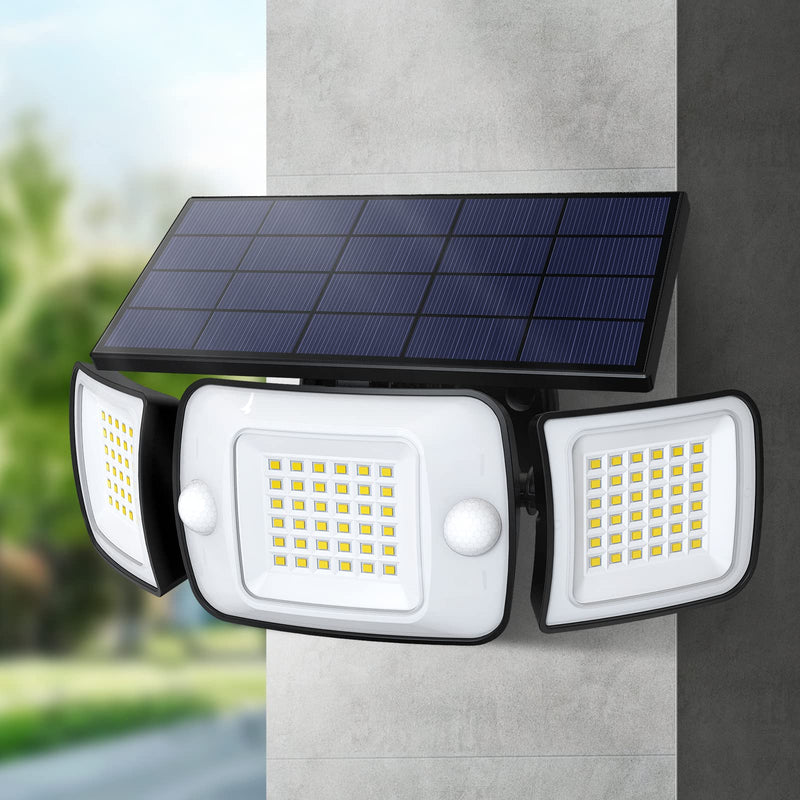 intelamp Solar Outdoor Lights,6000mAh Motion Sensor with Dual Sensors,Waterproof Flood Lights 270°Wide Angle for Outside with 3 Modes 1 Pack