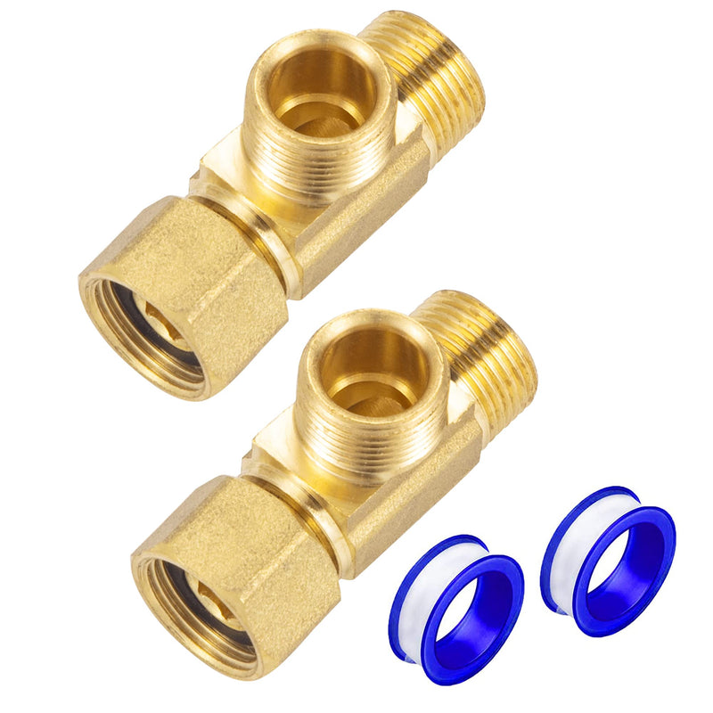 Lead-Free Brass Angle Stop Add-A-Tee Valve,3/8-Inch Compression Inlet X 3/8-Inch Compression Outlet X 3/8-Inch Compression Outlet 2 Pack 3/8x 3/8x 3/8